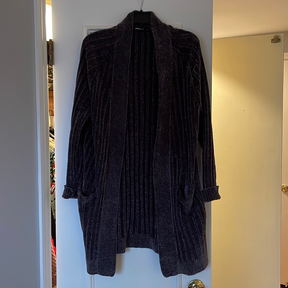 Dark grey chenille cardigan